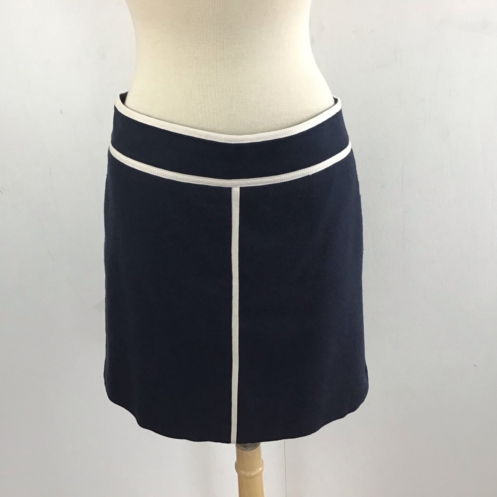 Ann Taylor Y2K black pencil skirt with white braid outlines. Cotton blend si…